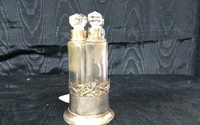 sterling silver and glass perfume bottle