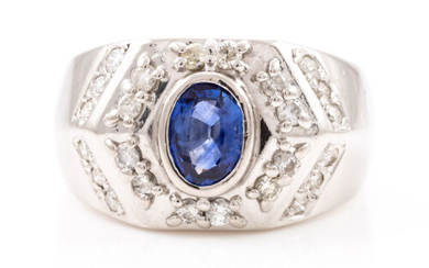 0.63ct Sapphire and Diamond Mens Ring