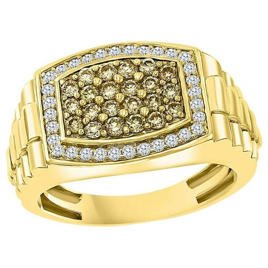 1 Carat Diamond Traditional Men's Ring 14 Karat Yellow