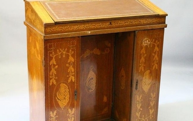 A 19TH CENTURY CONTINENTAL MAHOGANY AND MARQUETRY