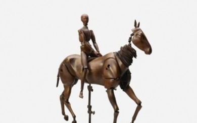 French, rare articulated horse, rider artist's models