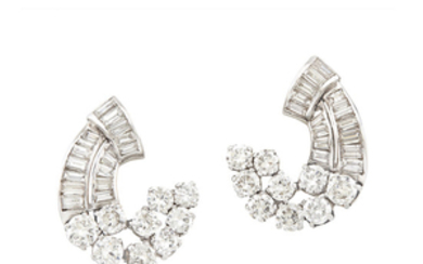 Pair of Platinum and Diamond Earclips
