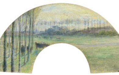 VACHES AU PRÉ, PONTOISE AU LOINTAIN, Camille Pissarro