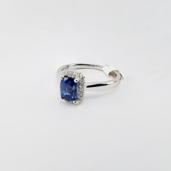1.26ct Sapphire & Diamond 18K White Gold Ring