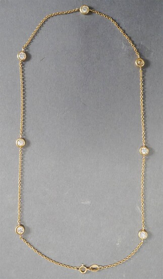 14-Karat Yellow-Gold and Diamond Necklace, approx 1.50 tcw, 3.5 gross dwt, L: 16-1/4 in