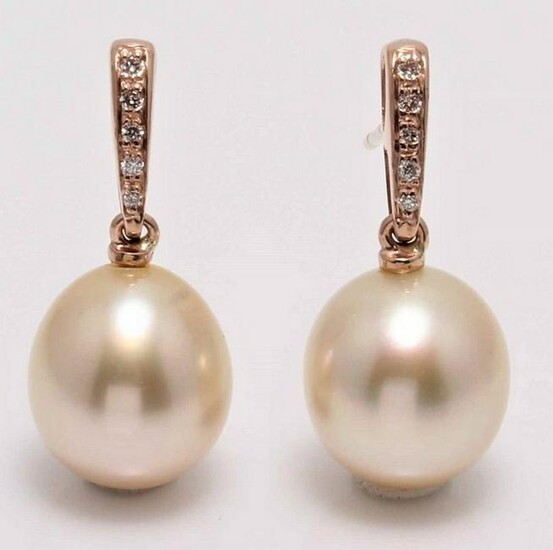 14 kt. Rose Gold - 10x11mm Golden South Sea Pearls