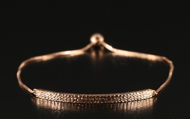 14K Rose Gold Adjustable Slide Bracelet with Diamond Cut Finish