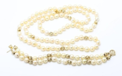 14KY Gold Baroque Pearl Necklace and Bracelet