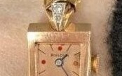 14k Bulova pink gold ladies watch with diamonds and rubies 11dwt