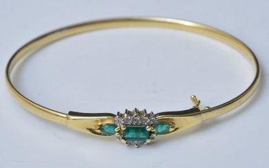 14k Gold Emerald and Diamond Bracelet