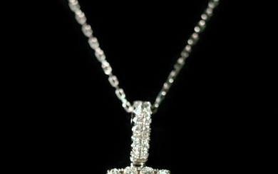 14k White Gold & 1.02ct Diamond Pendant Necklace