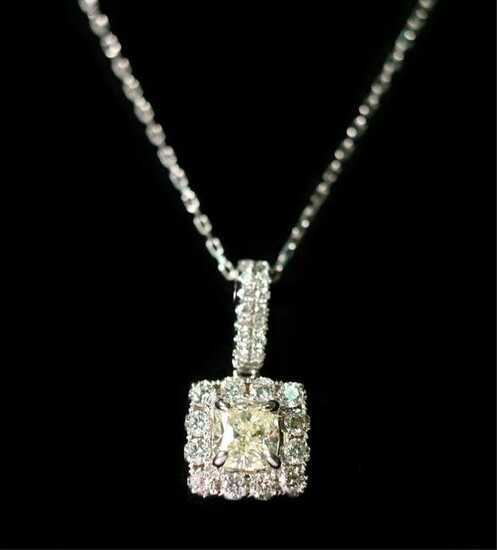 14k White Gold & 1.02ct Diamond Pendant Necklace