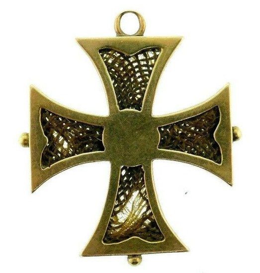 14k Yellow Gold Maltese Mourning Cross