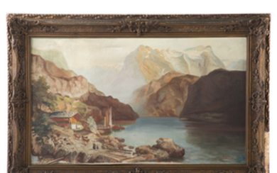 M. Valdez. Alpine Landscape, oil on canvas