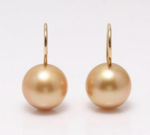 18 kt. Yellow Gold - 10x11mm Golden South Sea Pearls