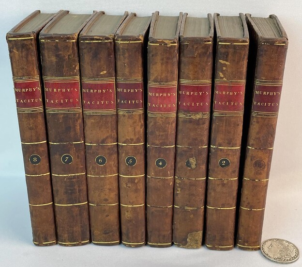 1807 The Works of Cornelius Tacitus 8 Volume Complete Set in Original Leather Bindings by Arthur Murphy w/ Rare Maps