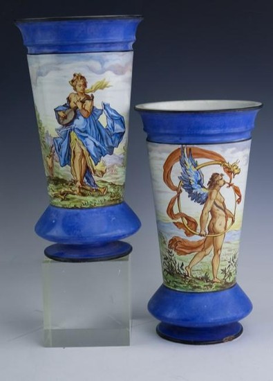 1875 Montereau LM&C French Porcelain Faience Vases