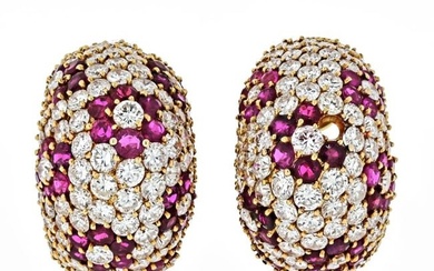 18K Yellow Gold 15.00cts Ruby & Diamond Earrings