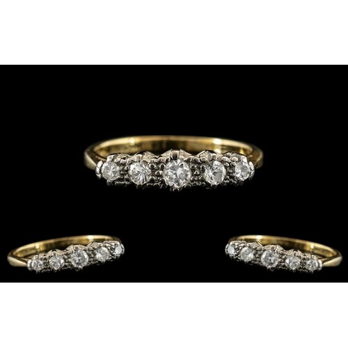 18ct Gold and Platinum 5 Stone Diamond Ring. Marked 18ct and...
