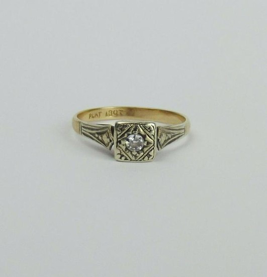 18ct Yellow Gold & Platinum Diamond Ring UK Size M US 6