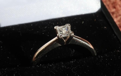 18ct white gold diamond solitaire ring with square cut...