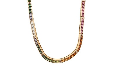 18k Gold Sapphire Diamond Necklace & Bracelet