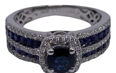 18kt WG, 1.34ct Diamond and 1.41ct Sapphire Ring