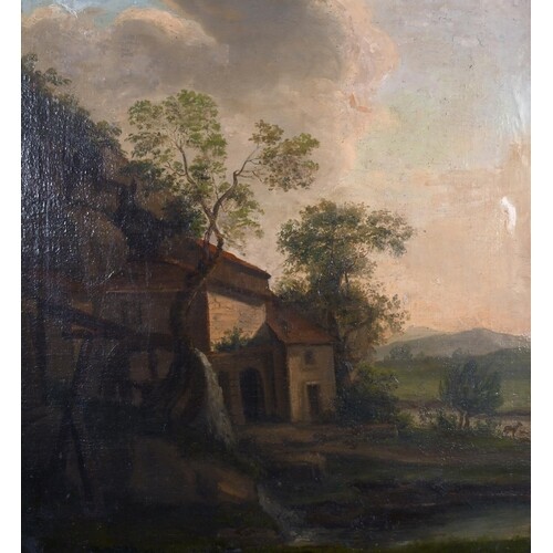 18th Century Dutch School. A River Landscape with a Watermil...