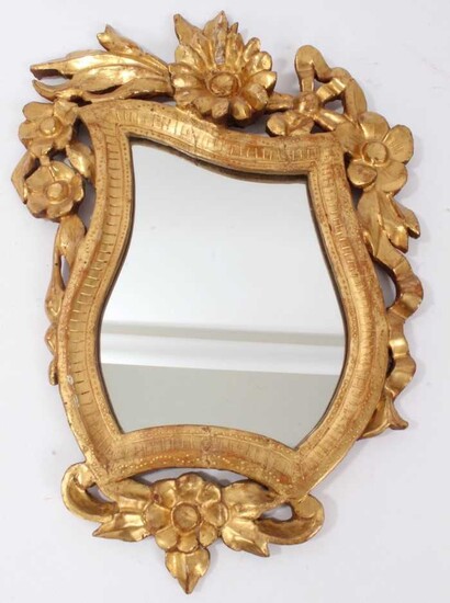 18th century Continental carved giltwood asymmetric wall mirror
