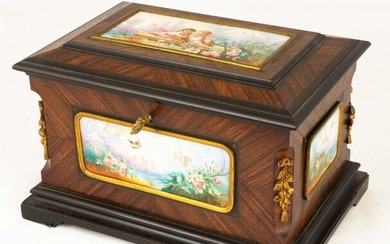 19TH C, SEVRES PORCELAIN MOUNTED JEWELRY BOX