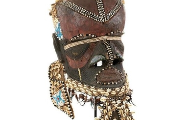 19th Century African Congo Kuba Bwoom Helmet Mask