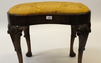 19th Century walnut kidney shaped stool in George II style, ...