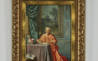 19th c signed Continental W/c portrait of a cardinal