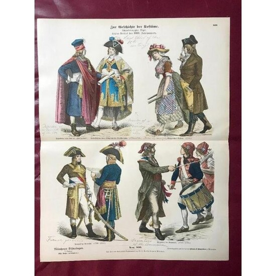 19thc German Costume Plates, 18thc French Military