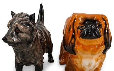 (2 Pc) English Royal Doulton Porcelain Dog Figurines