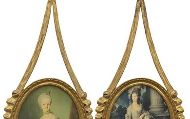 (2) ROCOCO STYLE GILTWOOD FRAMED OVAL PRINTS