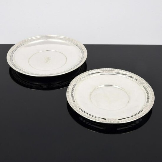 2 Sterling Silver Serving Trays, Richard Dimes