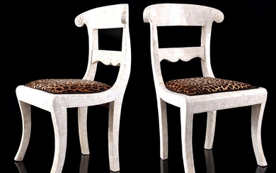 (-), 2 chairs glued with camel bone and...