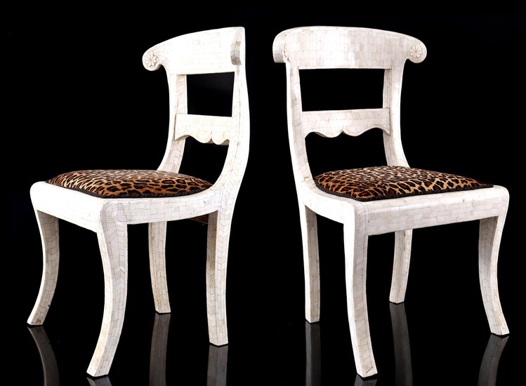 (-), 2 chairs glued with camel bone and...