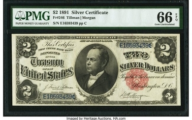20026: Fr. 246 $2 1891 Silver Certificate PMG Gem Uncir
