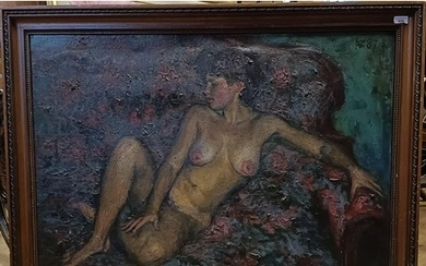 20th century, Russian school, study of a nude, oil canvas, d...