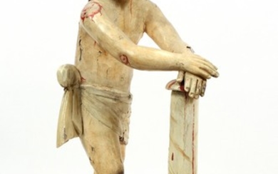 CARVED POLYCHROMED WOOD SCULPTURE CHRIST STANDING 19TH.C. 24 12