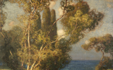 Claude Francis Barry ( Londra 1883 - 1970 ) , "L'isola della felicità" 1912 olio su tela (cm 138.5x170) Al retro: siglato e datato In cornice