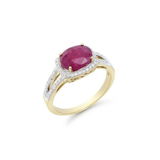 2.32 CTS CERTIFIED DIAMONDS & AFRICAN RUBY 14K YELLOW