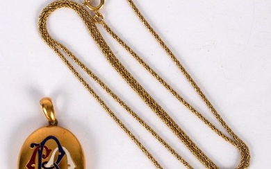 An 18ct yellow gold oval locket, with monogram CBO to