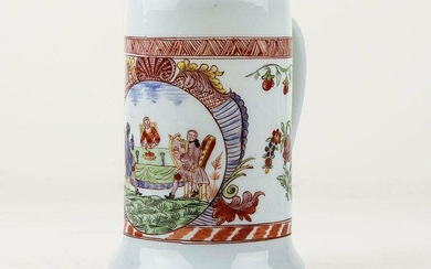 18th Century Bohemian Rococo Milk Glass Tankard