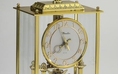 400 Day gilt brass and glass master clock, 11"h