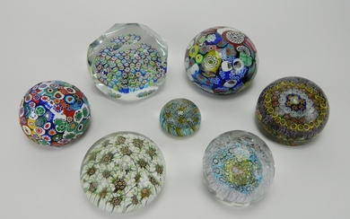 7 Art Glass paperweights