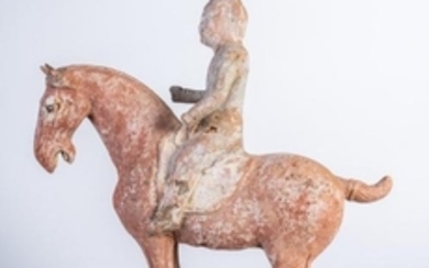 Arte Cinese An earthenware funerary horse and rider