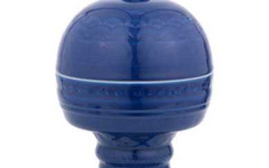 A blue-glazed altar vessel and cover, Dou